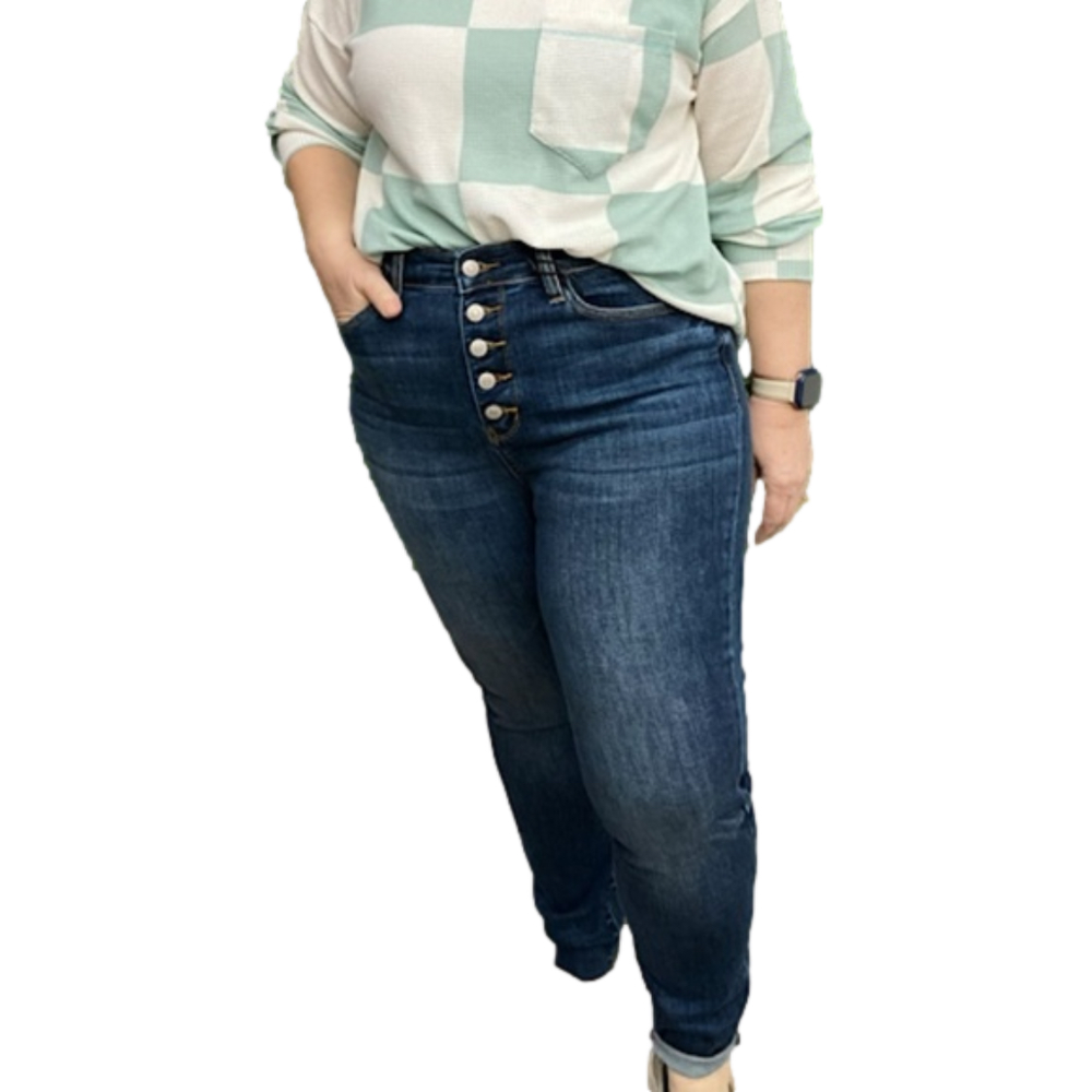 Judy Blue Button Fly High Rise Dark Wash Skinny Denim Jeans